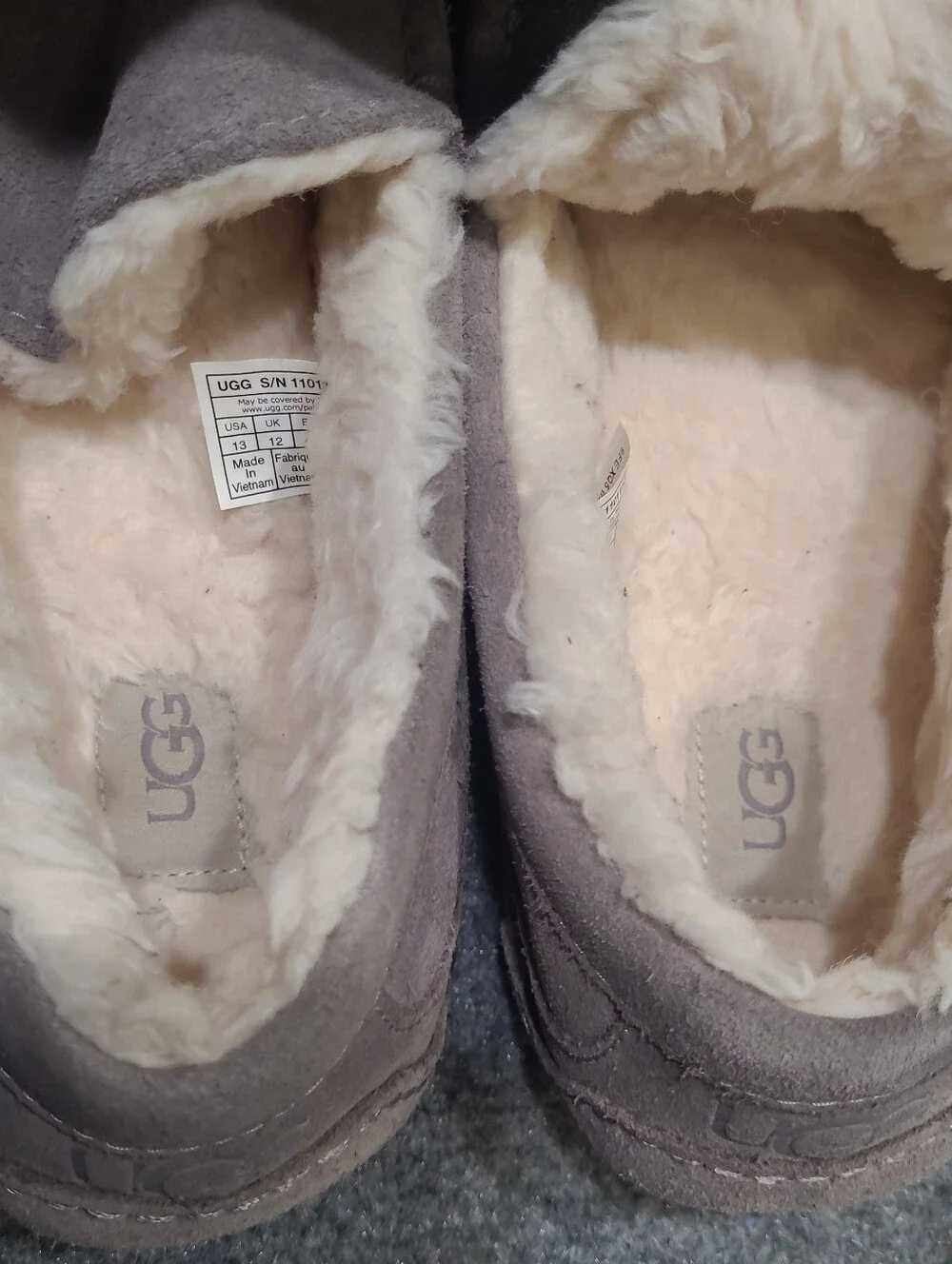 UGG Men's Ascot Shearling Slippers/Moccasins Gray Suede Size‎ 13 S/N 1101110